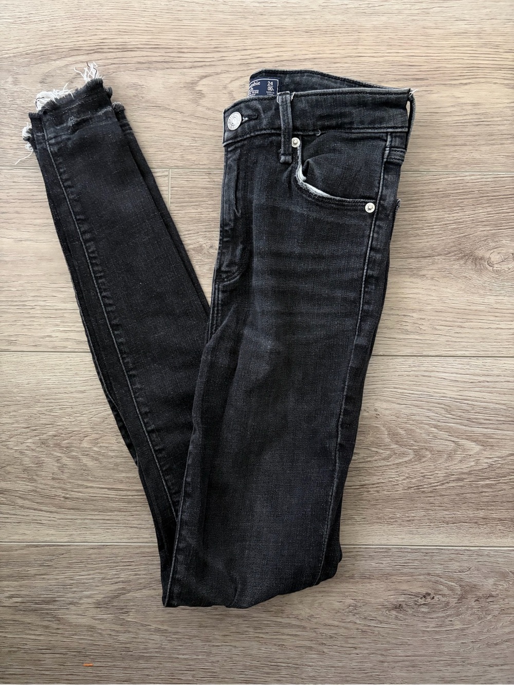 Abercrombie & Fitch Black Skinny Jeans with Raw Hem